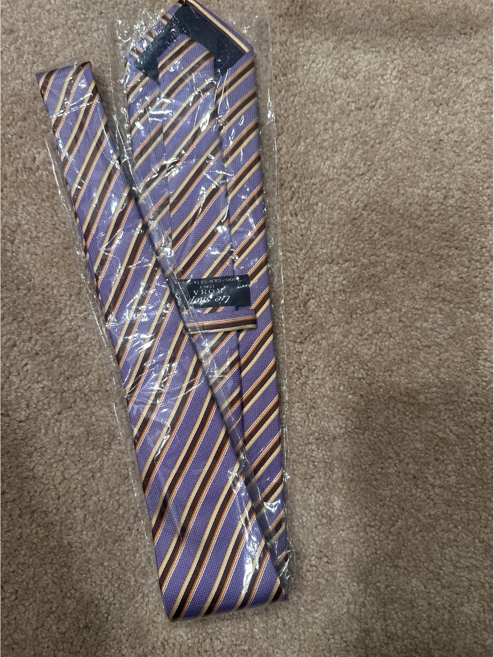 (3)Men's Purple Striped Silk Tie from Tie Shop Roma Italy